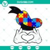 Donald Duck autism awareness heart SVG and puzzle pieces hat SVG images for download. Perfect for autism support.