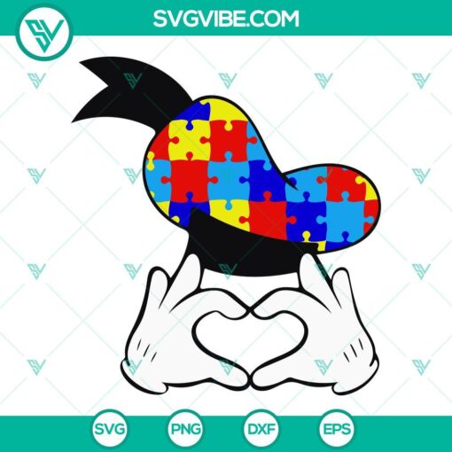 donald duck autism awareness heart svg puzzle pieces hat svg autism month svg png dxf eps cutting files 10 mockup