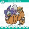 Donald Duck on Pumpkin embroidery design, Disney Halloween machine file with festive and cute cartoon character, ideal for Halloween DIY projects.