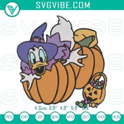 Donald Duck on Pumpkin embroidery design, Disney Halloween machine file with festive and cute cartoon character, ideal for Halloween DIY projects.