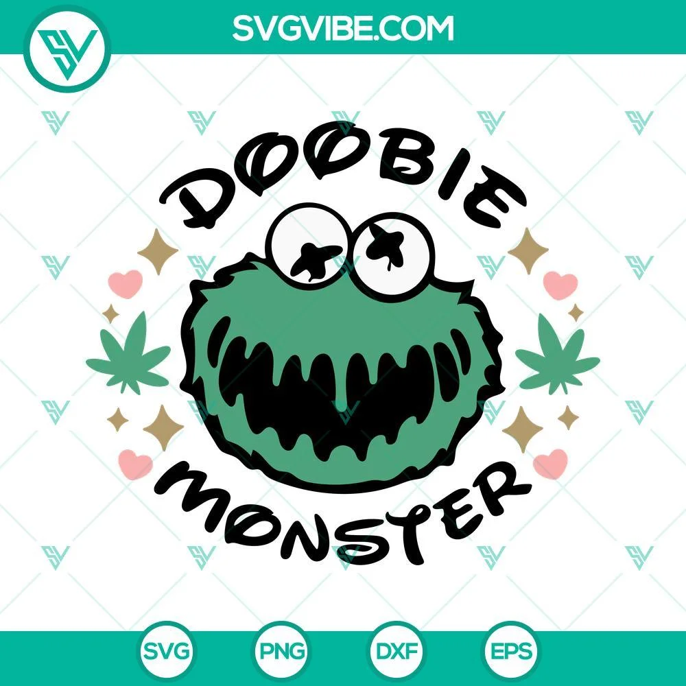 Cannabis, SVG Files, Doobie Monster Weed SVG Image, Funny Weed 420 Stoner SVG 1