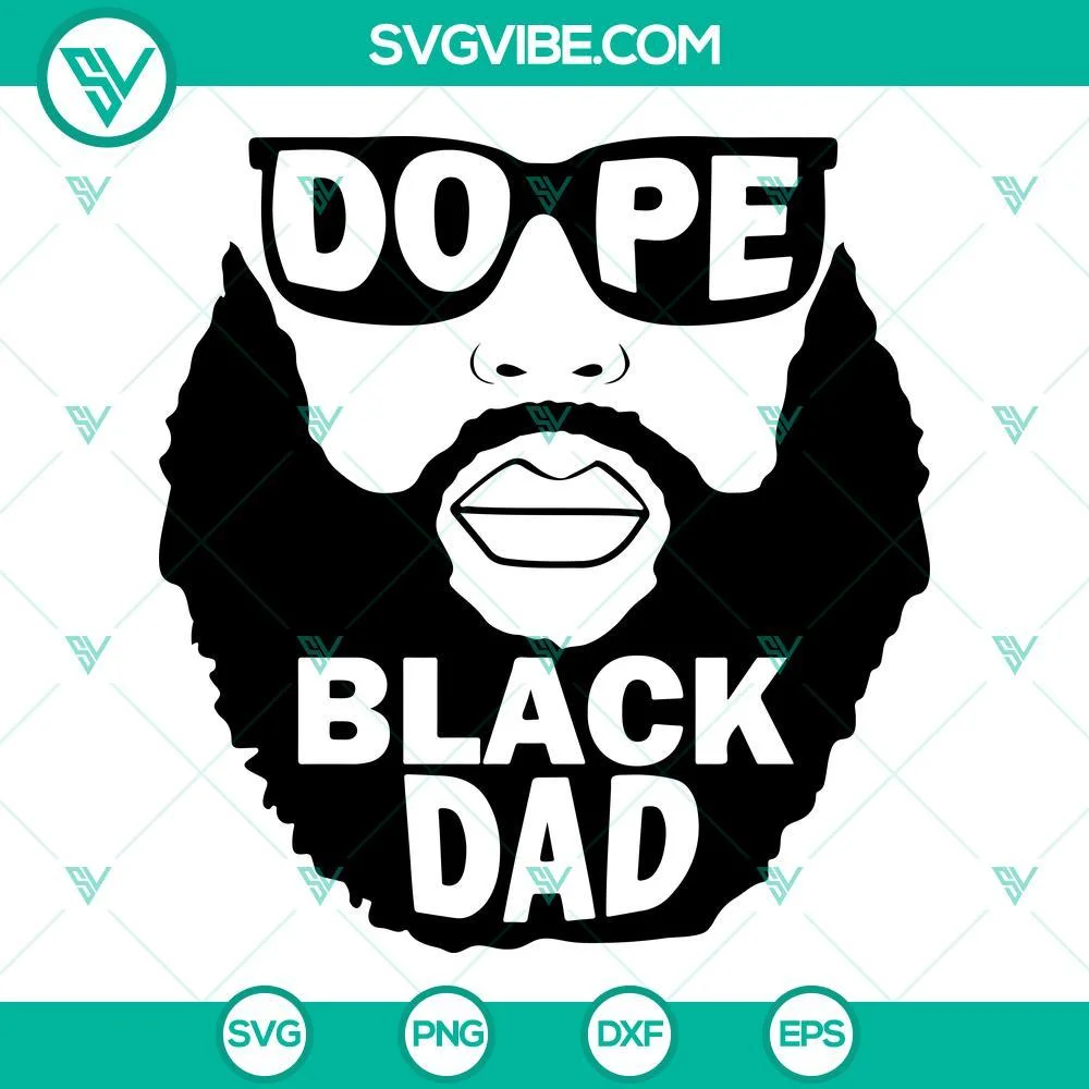 Dad, SVG Files, Dope Black Dad SVG File, Bald Bearded Man SVG Images, Black Man 1