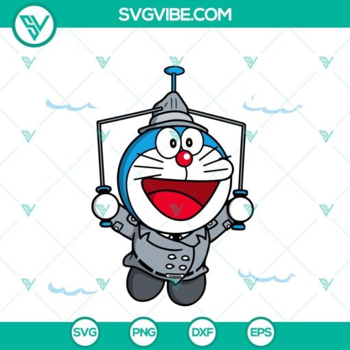 doraemon flying with bamboo copter svg japanese cartoon svg png dxf eps cricut silhouette 6 mockup