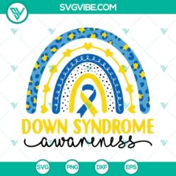 Awareness, SVG Files, Down Syndrome Rainbow SVG File, Down Trisomy 21 SVG Image 4