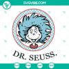 Dr Seuss Checkered Cat In The Hat SVG for Read Across America celebration. Black and white design with iconic hat and stripes.
