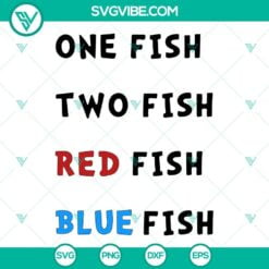 National Read Across America Day, SVG Files, Dr Seuss One Fish Two Fish Red 2