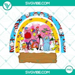 Dr Seuss cartoon characters in rainbow colors, PNG images for download.