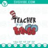 Dr. Seuss teacher themed embroidery file for educators. Whimsical design with educational elements for crafting projects.