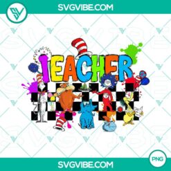 Dr Seuss Teacher and Friends PNG digital files for Read Across America Day celebration, perfect for classroom use, teaching materials.