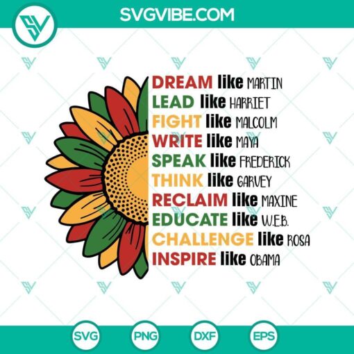 dream like martin svg juneteenth sunflower svg sunflower black history month svg 4 mockup