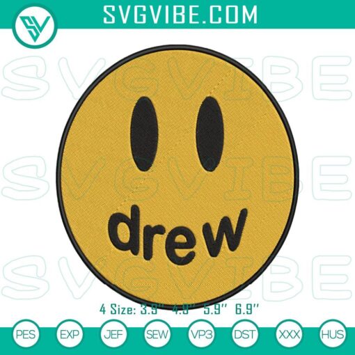 drew house smiley face logo machine embroidery design files mockup