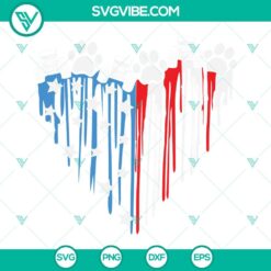 4th Of July, SVG Files, Dripping American Flag Heart Jeep Paws SVG Image, 4th 23