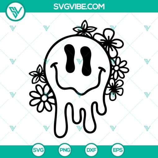 drippy smiley face svg melted smiley svg retro smile svg png dxf eps cut files 7 mockup