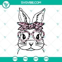 Easter, SVG Files, Easter Bunny Glasses And Leopard Bandana SVG File PNG DXF 2