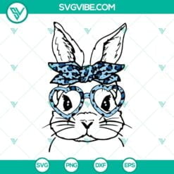 Easter, SVG Files, Easter Bunny Leopard Bandana Glasses SVG Download, Kids 2