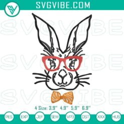 Easter Embroidery Designs, Embroidery Designs, Easter Bunny Red Glasses 2