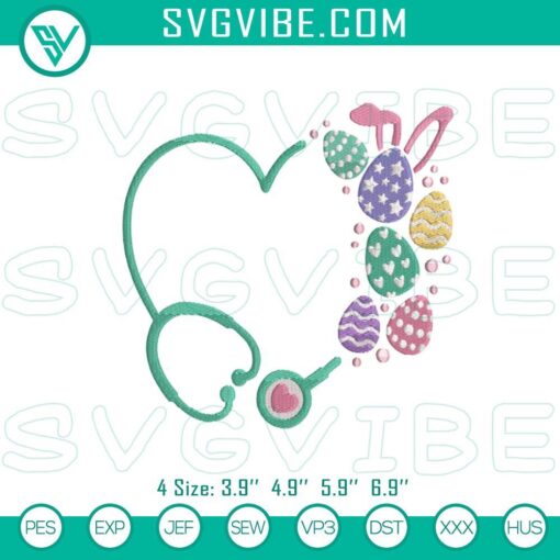 easter stethoscope nurse embroidery pattern nurse easter eggs embroidery designs mockup