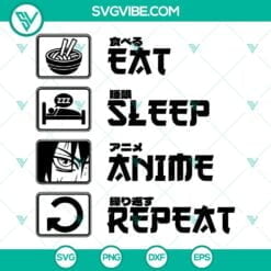 Anime, SVG Files, Eat Sleep Anime Repeat SVG Files, Anime SVG Image, Manga SVG 1