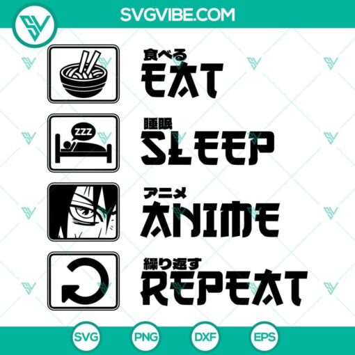 eat sleep anime repeat svg anime svg manga svg file for cricut anime lover svg 1 mockup