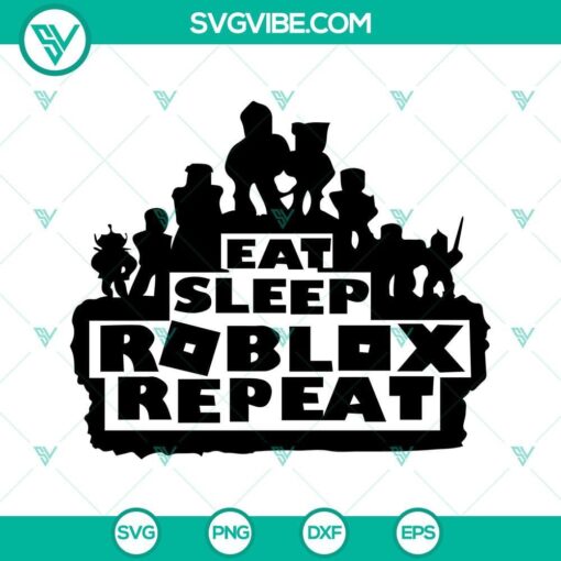 eat sleep roblox repeat svg png dxf eps cut files for cricut silhouette 7 mockup