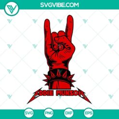 Eddie Munson Rock Metallica SVG file with PNG DXF EPS formats for digital downloading. Ideal for rock music fans and metal enthusiasts.