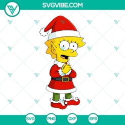 Cartoons, Christmas, SVG Files, Elf Lisa Simpson Santa Hat SVG Image, Lisa 2