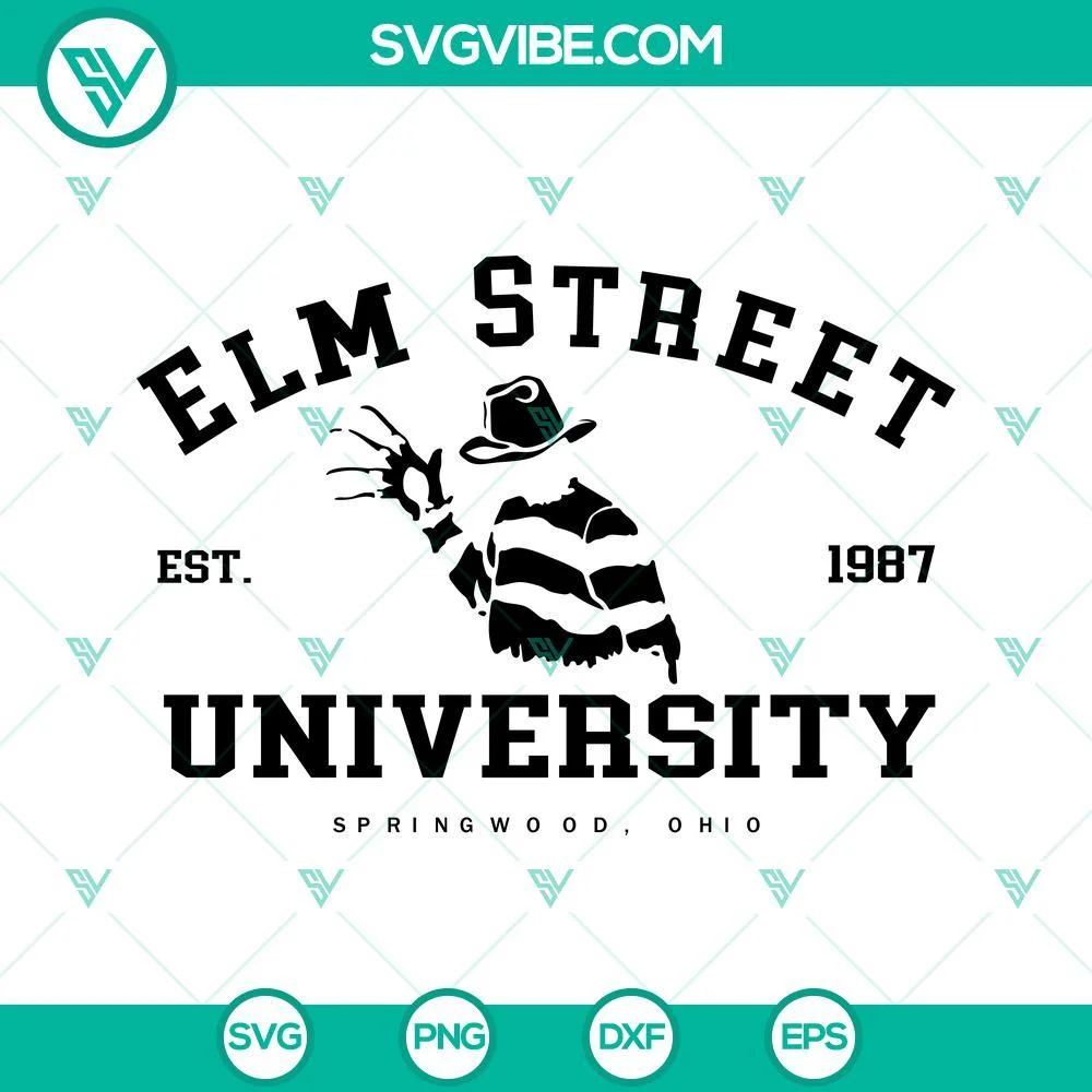 Halloween, SVG Files, Elm Street Freddy Krueger University SVG Files, Halloween 1