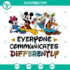 Disney autism awareness SVG with unique communication styles illustration, downloadable design for online use.