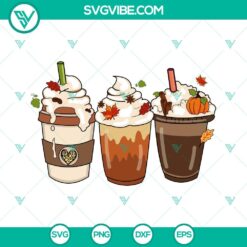 Fall, SVG Files, Fall Coffee Drink SVG Images PNG, Autumn Orange Pumpkin Latte 14