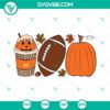 Autumn themed SVG designs with football, coffee, pumpkin spice, and latte elements for fall crafting projects.