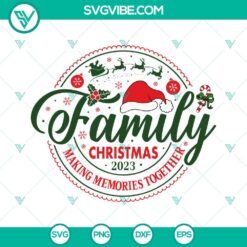 Family Christmas 2023 SVG download with Santa Claus hat, perfect for making memories together. Ideal for holiday crafts and projects.