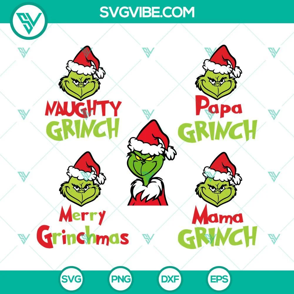 Christmas, SVG Files, Family Grinch SVG File Bundle, Mama Grinch SVG Image, 5