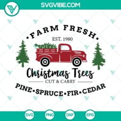 Christmas, SVG Files, Farm Fresh Christmas Trees SVG Download, Farmhouse Merry 3