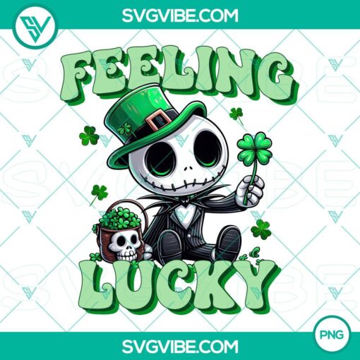 feeling lucky chibi jack skeleton png jack skeleton shamrock happy patrick day png mockup 1