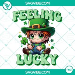 Chucky Happy St Patrick's Day PNG images featuring Feeling Lucky Chucky design, perfect for festive digital projects.