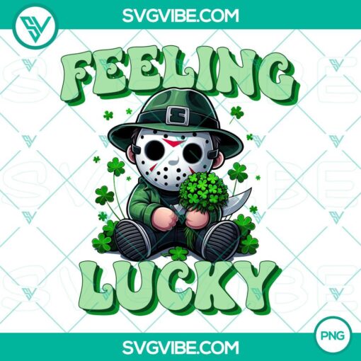 feeling lucky jason voorhees mask png jason voorhees shamrock 4 leaf clover png mockup 1