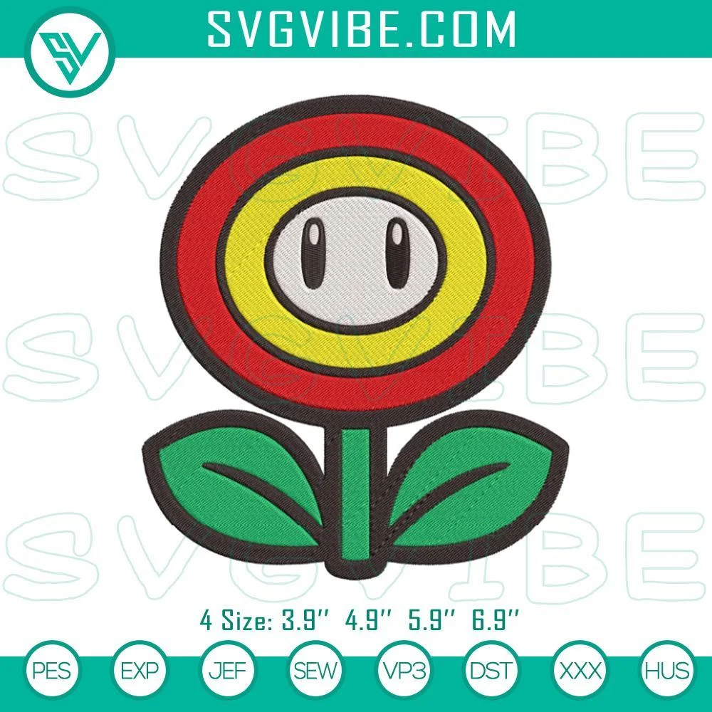 Fire Flower Super Mario Embroidery Design Files