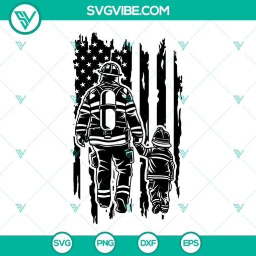 firefighter dad and son us flag svg american fireman daddy svg happy father s day firefighter svg png dxf eps 10 mockup