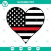 Heart-shaped Thin Red Line Flag SVG design for American Firefighters.