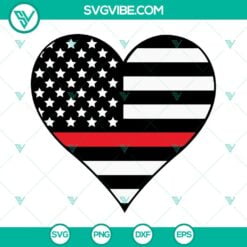 SVG Files, Trending, Firefighter Heart Thin Red Line Flag SVG Image, American 10