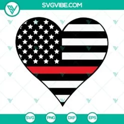 SVG Files, Trending, Firefighter Heart Thin Red Line Flag SVG Image, American 2