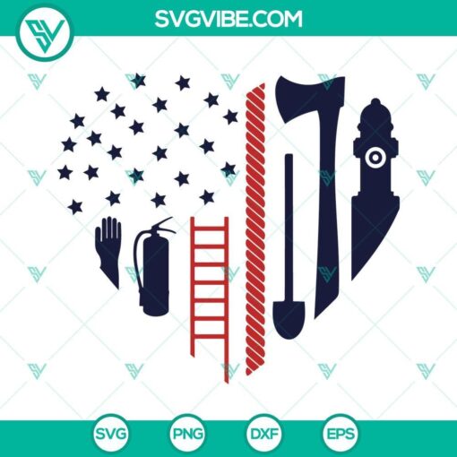 firefighter heart us flag svg love fireman svg firefighters in america svg png dxf eps 9 mockup