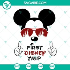 Disney vacation SVG file bundle featuring Mickey and Minnie Mouse designs for first Disney trip. Perfect for DIY projects.