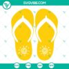Bundle of summer SVG images featuring various designs of flip flops in vibrant colors perfect for crafting projects.