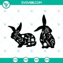 Easter, SVG Files, Floral Bunny Svg, Rabbit with Flowers Svg, Easter Bunny Svg 6