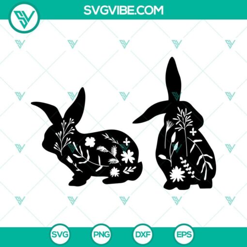 floral bunny svg rabbit with flowers svg easter bunny svg bunny svg bunny silhouette svg rabbit easter svg 7 mockup