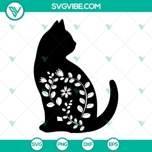 floral cat svg wildflower cat svg kitten svg cat with butterfly svg cute cat lover svg png dxf eps 8 mockup