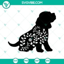 Dog, SVG Files, Floral Dog SVG Download, Wildflower Dog SVG Files, Dog With 3