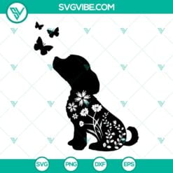 floral dog svg wildflower dog svg dog with butterfly svg puppy svg cute dog lover svg png dxf eps files 7 mockup