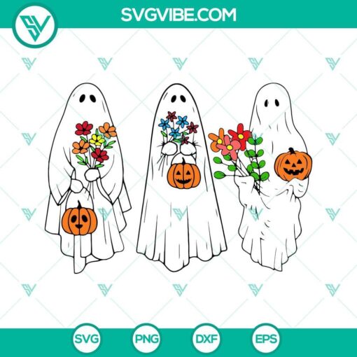 floral ghost pumpkin halloween svg halloween flowers ghost svg cute ghost svg halloween svg 10 mockup